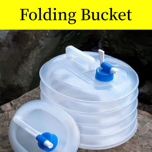 Outdoor PE Telescopic Bucket 15L Portable Folding Water Bag with Faucet Camping Car Mounted Bucket