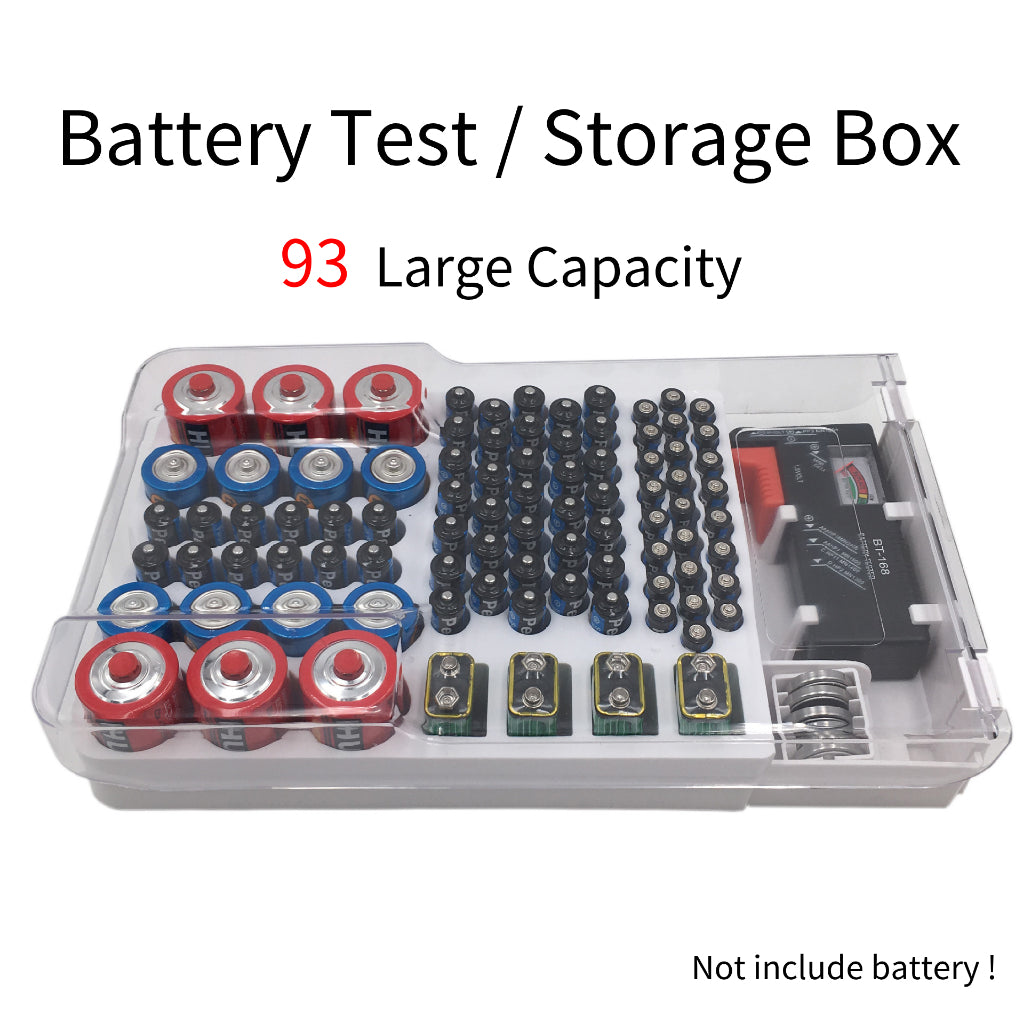 battery capacity test box battery storage box AAA/AA battery C-type D-type battery 9V battery flat panel battery storage box 93 large capacity